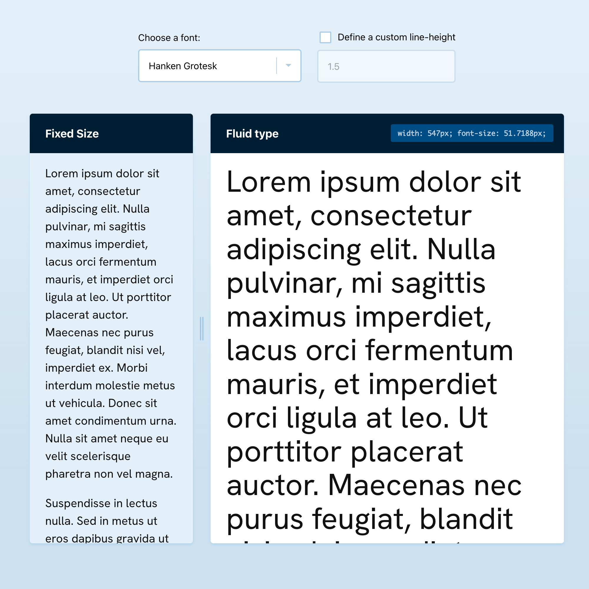 A Screenshot of the comparison between font sizes on different screens.